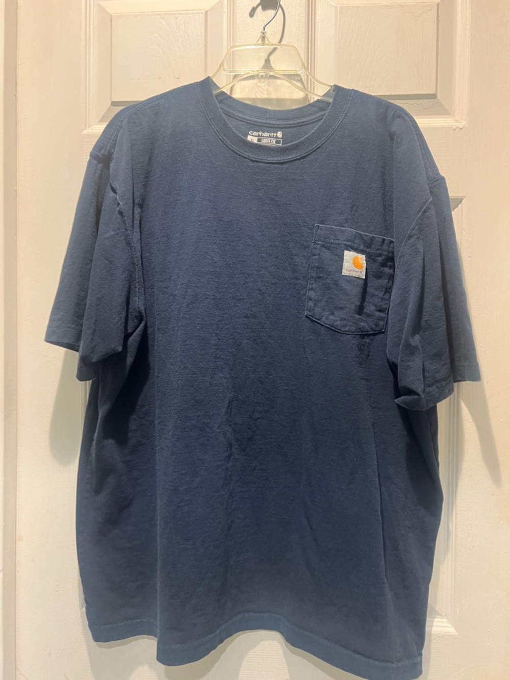 Carhartt Navy Short Sleeve Pocket Tee with Logo Patch